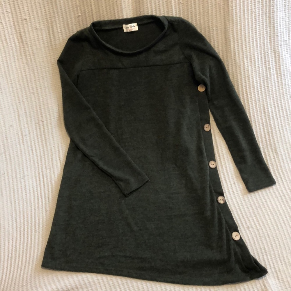 Extra Long, olive green Fall Sweater